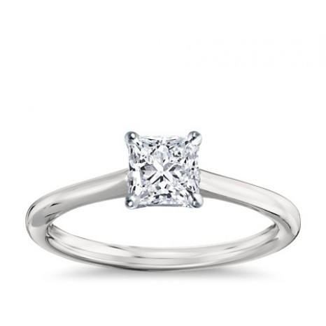 Princess Cut Solitaire Engagement Ring in 14K White Gold